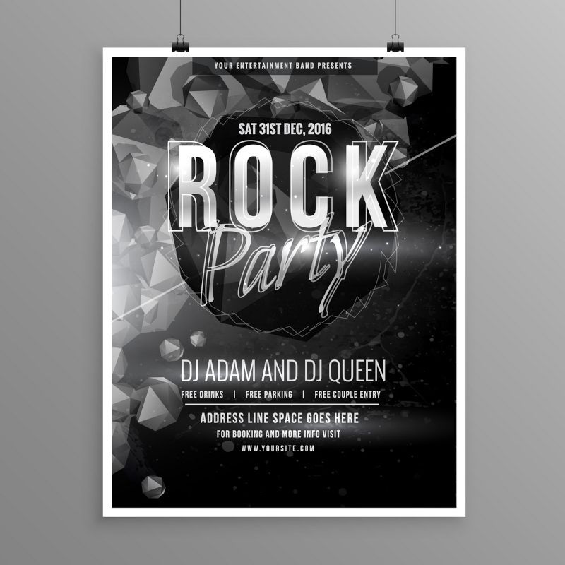 Flyer that says "Rock Party"